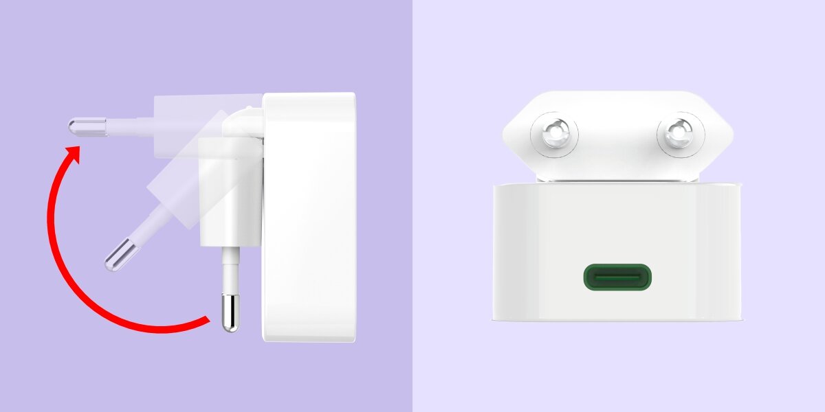 Ładowarka sieciowa HAMA składana GaN PD/QC 30W - Kompaktowa forma podróżna, składana wtyczka Euro, składana funkcja ładowarki