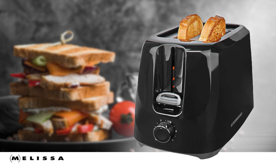 Toster MELISSA 16140149 Czarny wygląd design tło wizualizacja