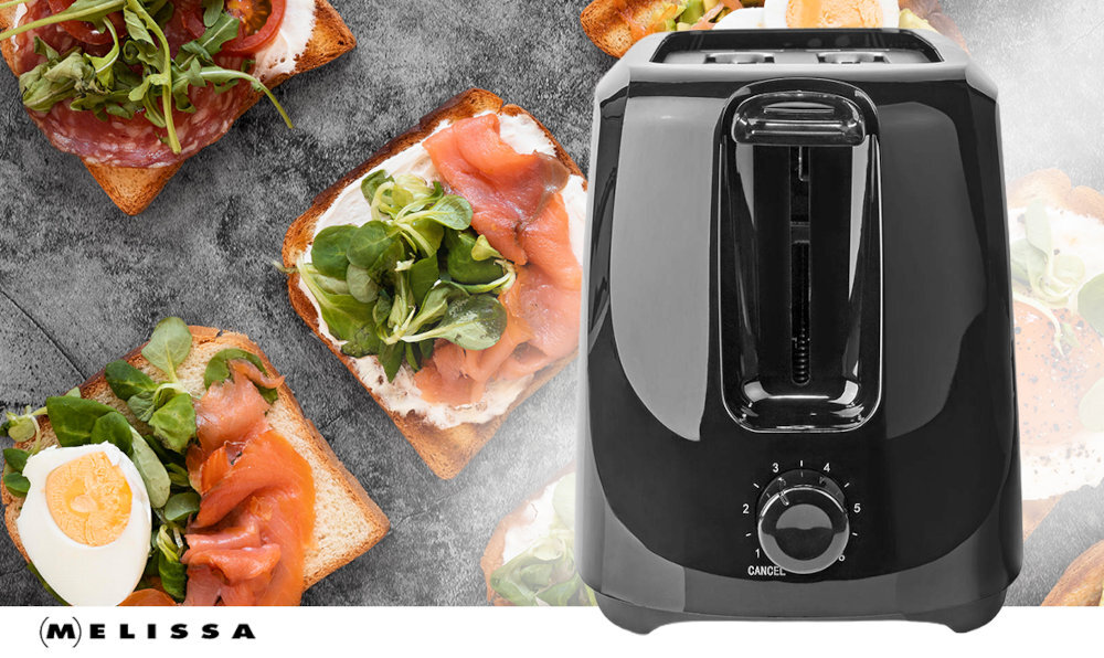 Toster MELISSA 16140149 Czarny Kontrola rumienienia  6 poziomom opiekania od lekkiego podgrzania po mocniejsze zrumienienie dopasowanie ustawienia Powtarzalność ustawień