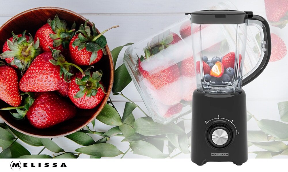 Blender kielichowy MELISSA 16180134 Czarny 2 prędkości, delikatne miksowanie, wyższe obroty, tryb ciągły