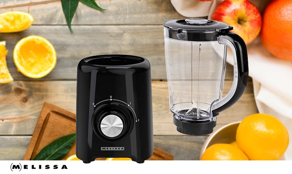 Blender kielichowy MELISSA 16180134 Czarny lekki dzbanek, wbudowana miarka, ogranicza brudzenie, nadaje się do mycia w zmywarce