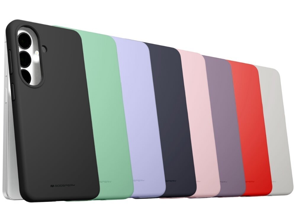 Na obrazie widoczne są różnokolorowe etui na telefon, ułożone w wachlarz. Na czarnym etui widnieje logo \'MERCURY\'.