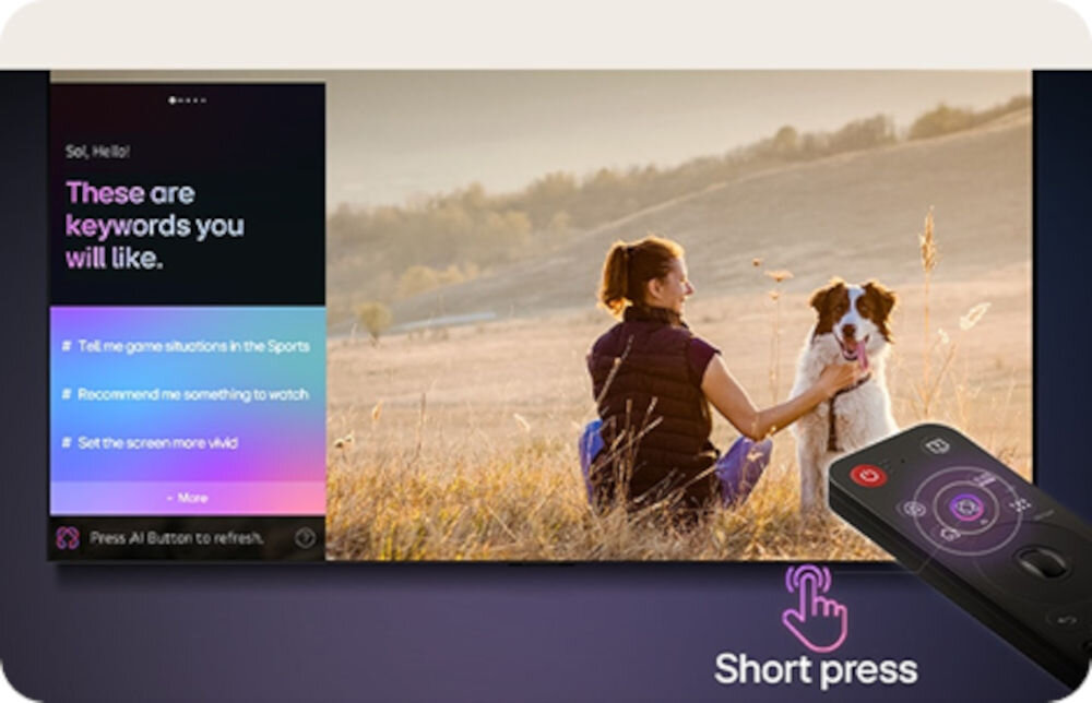 Telewizor LG 86QNED86A6A - Rekomendacje od AI Concierge, kobieta siedząca z psem na łące