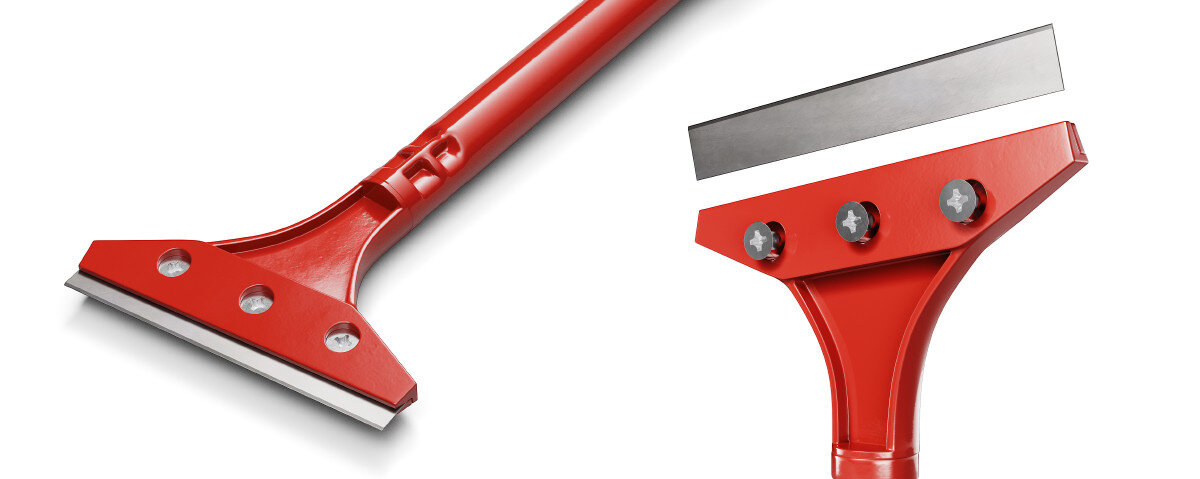 Skrobak KOLER KRA8, ostrze, stal, nierdzewna, wymienne, na białym tle skrobak z 2 perspektyw