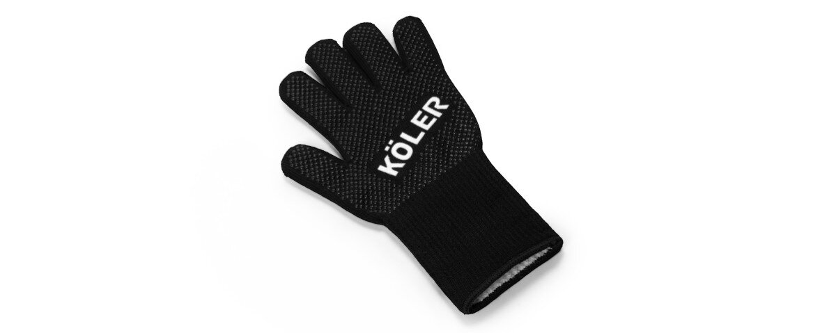Rękawica do grillowania KOLER KRA52, elastyczny, antypoślizgowy, bawełna, mankiet, na białym tle rękawiczka w kolorze czarnym