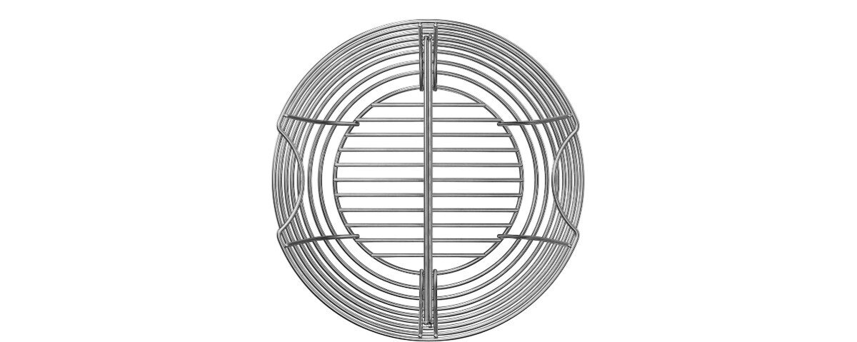 Kosz na węgiel KOLER KRA44, brykiet, równomierne, przepływ, powietrze, na białym tle kosz na węgiel od góry