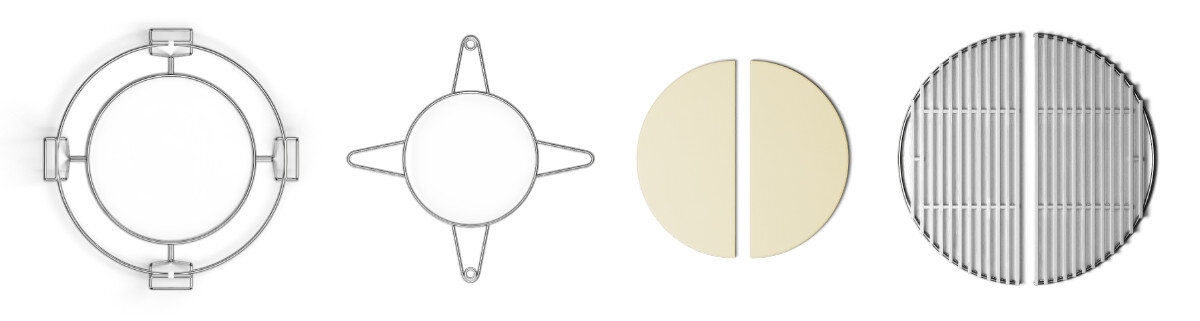 Zestaw do grillowania KOLER KRA49, ruszt, dwuczęściowe, solidne, moduł, na białym tle wszystkie części zestaw do grillowania od góry