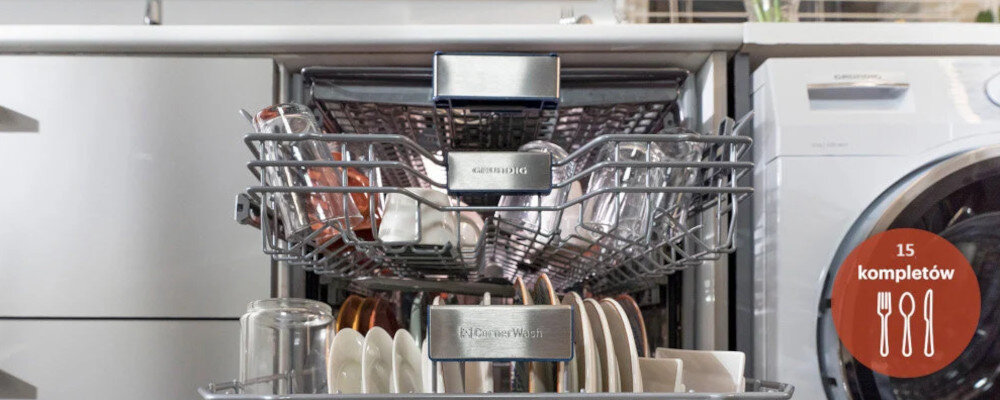 Zmywarka GRUNDIG GNVP4610C pojemność 15 kompletów naczyń szuflady wnętrze załadunek