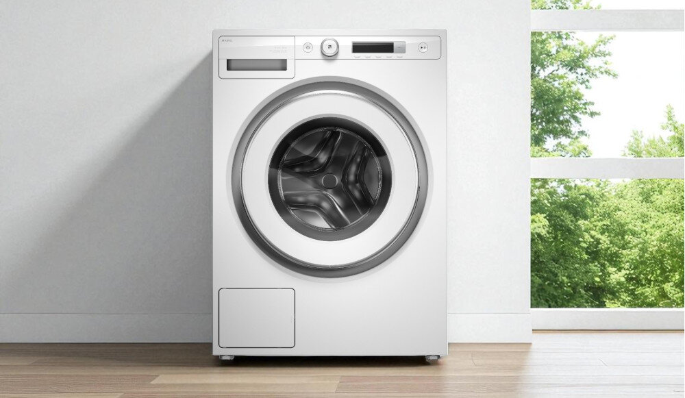 PRALKA ASKO W3096RW wizualizacja front zamknięta kosz na pranie na podłodze Szwecja 20 lat użytkowania 9 kg 15 programów Steel Seal higiena prania Quattro Construction 2.0 redukcja hałasu redukcja wibracji 1600 obr/min