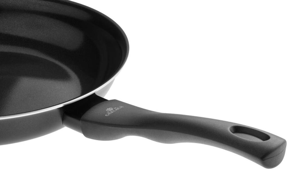 Patelnia GERLACH First NK343 24 cm w każdej kuchni funkcjonalne naczynie różnorodne potrawy dwuwarstwowa powłoka ceramiczna delikatne potrawy antypoślizgowy nienagrzewający się uchwyt wygoda bezpieczeństwo dla początkujących doświadczonych kucharzy klasyczne naczynie 