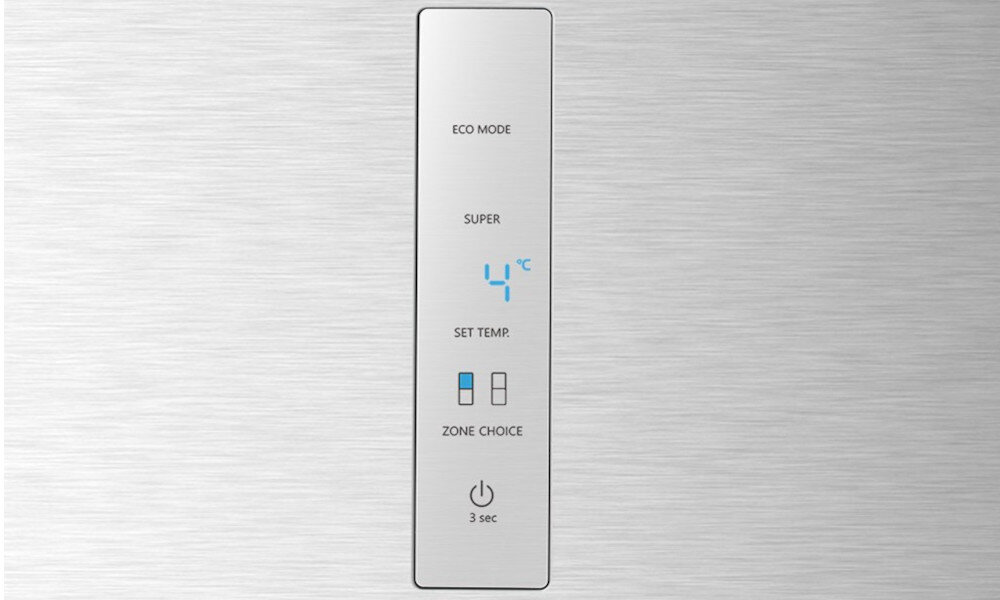 Lodówka HISENSE RB440N4WCE panel kontrolaa sterowanie ustawienia łatwe proste wyświetlacz temperatura