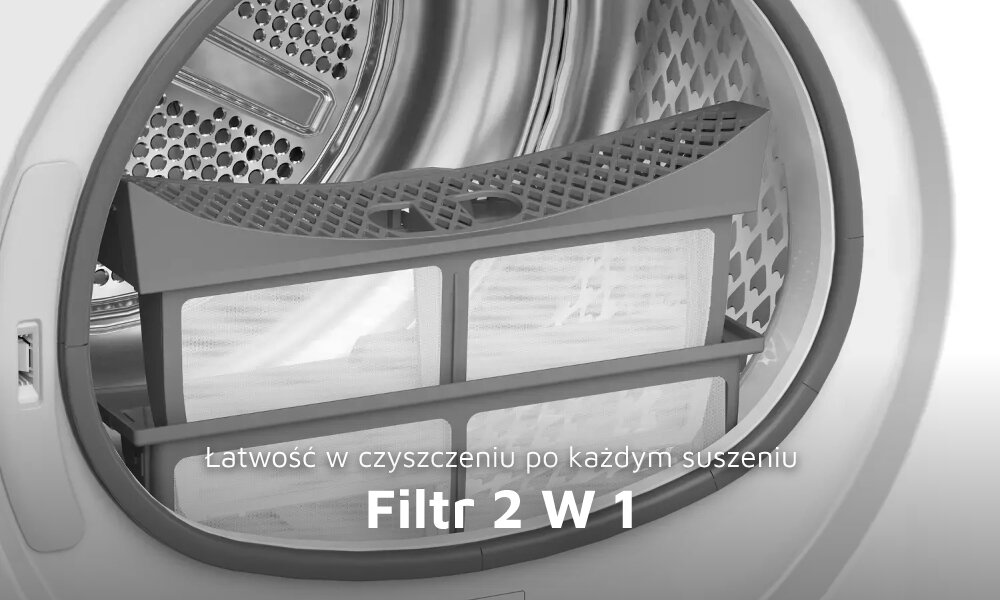 SUSZARKA BEKO XBM3T47249M wizualizacja filtr wnętrze zatrzymanie włókien łątwe czyszczenie system 2w1 szybko bezproblemowo