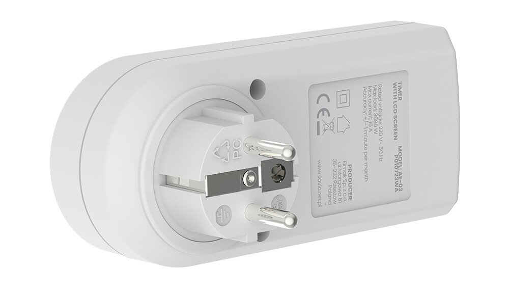 Programator czasowy SAVIO AE-03 precyzyjne ustalania godzin pracy urzadzen elektrycznych mniejsze zuzycie energii ekologia ekonomia