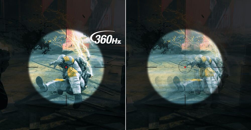 Monitor ACER Predator XB3 XB273UF5BMIIPRZX 27 cali 2560x1440px IPS 360Hz 1 ms [GTG]  porównanie odświeżania celownik z gry częstotliwość DisplayPort płynny ruch HDMI 2.1 współpraca z konsolami