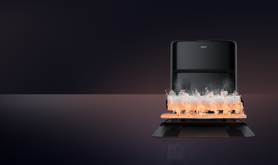 Robot sprzątający MOVA Z60 Ultra Roller Complete Czarny Stacja z funkcją samooczyszczenia stacja dokująca opróżnia zbiornik, myje wałek i uzupełnia wodę bezdotykowe rozwiązanie