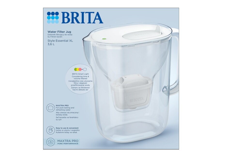 Dzbanek filtrujący BRITA Style Essential XL Biały stonowany wygląd, dopasowana do różnych wnętrz, praktyczny, estetyczny