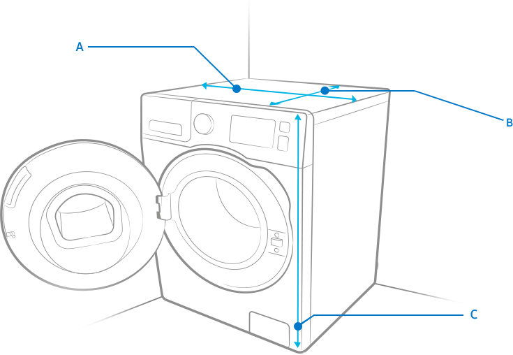 Rysunek techniczny pralki AddWash