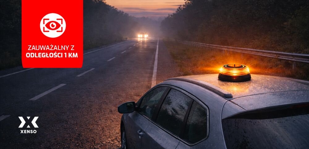 XENSO FR360 sygnał świetlny odległości nawet do jednego kilometra szybko dostrzec zatrzymany pojazd lub miejsce postoju awaryjnego - lampa przyczepiona do auta na poboczu