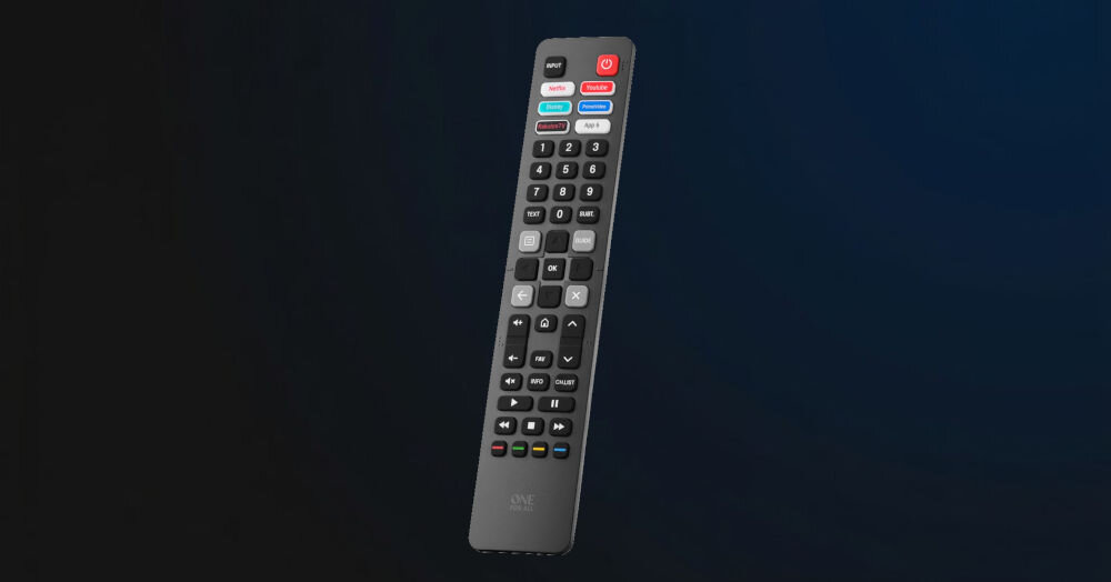 Pilot ONE FOR ALL URC4916 do Hisense pilot na ciemnym tle z gradientem