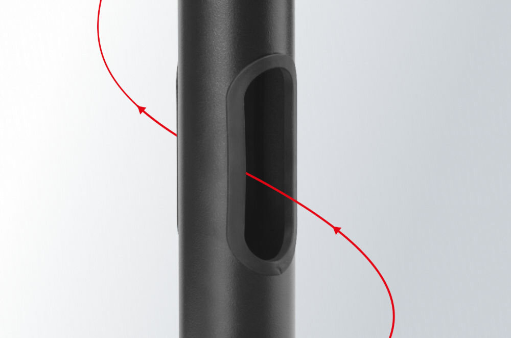 Uchwyt do monitora ONE FOR ALL DM2170 13-32 cali Czarny zbliżenie na system prowadzenia przewodów ukrywanie kabli, porządek na biurku, system prowadzenia przewodów, estetyka pracy