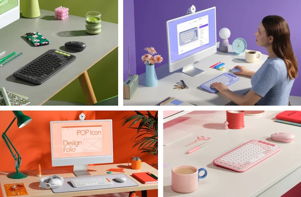 Zestaw LOGITECH POP ICON Combo Off White zestaw kolory wygląd cechy