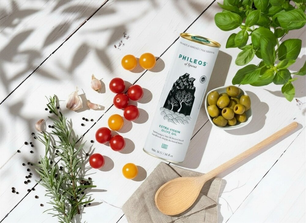 Oliwa z oliwek PHILEOS Phileos of Sparta Extra Virgin 1000 ml pełnia aromatu, wartości odżywcze, wzbogacenie codziennych posiłków, naturalny smak