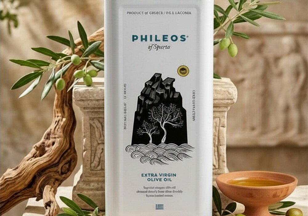 Oliwa z oliwek PHILEOS Phileos of Sparta Extra Virgin 250 ml lekka puszka, łatwe przechowywanie, ogranicza rozlewanie, porządek i bezpieczeństwo
