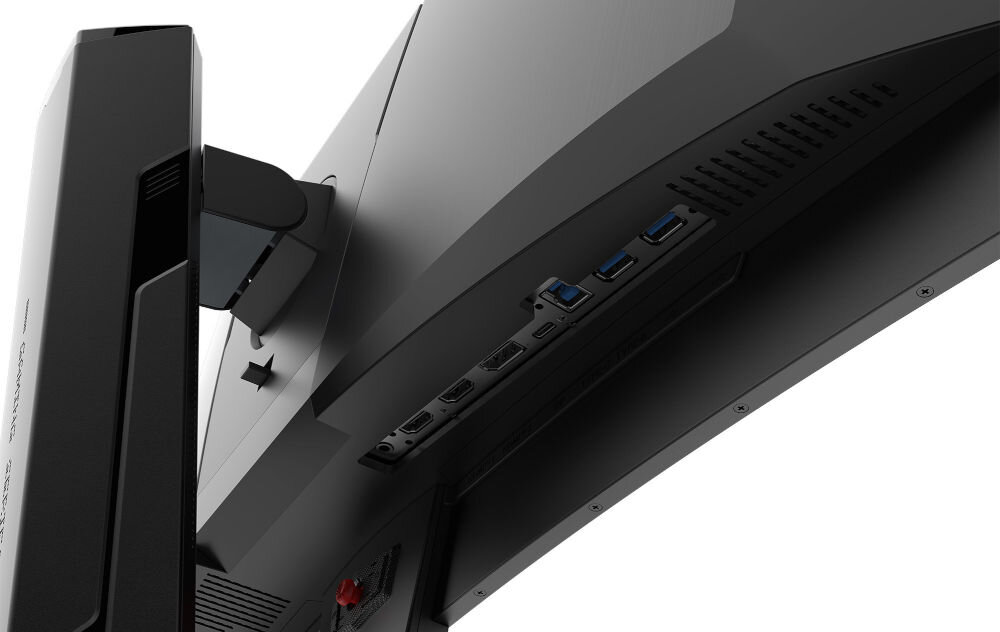 Monitor MSI MPG 341CQR 34 cale QD-OLED 3440x1440px 360Hz 0.03 ms [GTG] Curved zbliżenie na złącza różne urządzenia wygoda elastyczność