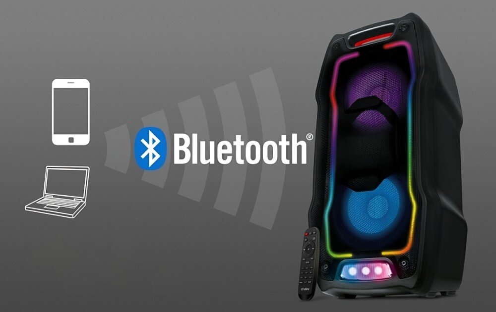 Power audio SVEN PS-730 łączność Bluetooth NFC łączenie TWS