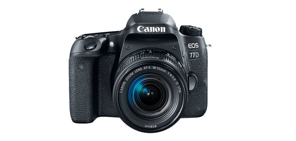 Aparat CANON EOS 77D Czarny + Obiektyw 18-55 IS STM widok front