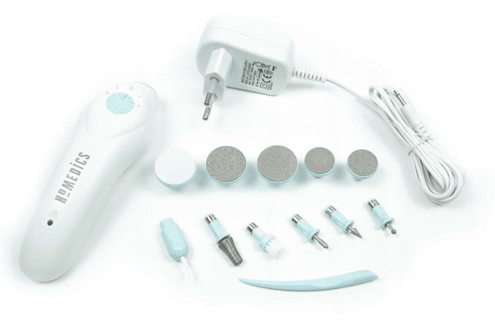 HOMEDICS-MAN-3023A zestaw urządzenie dyski pumeksy nasadka stożkowe końcówki zaokrąglona szczotka suszarka instrukcja karta gwarancyjna