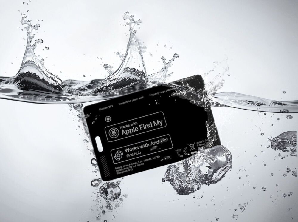 Lokalizator 4SMARTS SkyTag Card Duos ReCharge Czarny karta pod wodą długa żywotność i wodoodporność