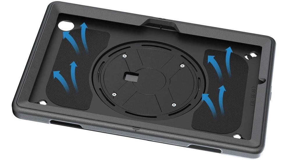 Etui na iPad 4SMARTS Rugged Case Grip Czarny pokazanie wnętrza etui białe tło stojak 360° i ochrona Apple iPad poliwęglan TPU guma ochrona tabletu