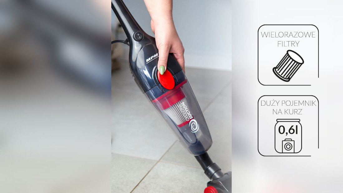 Odkurzacz MPM MOD-39 wielorazowe filtry technologia cyklonowa pojemnosc 0,6 l