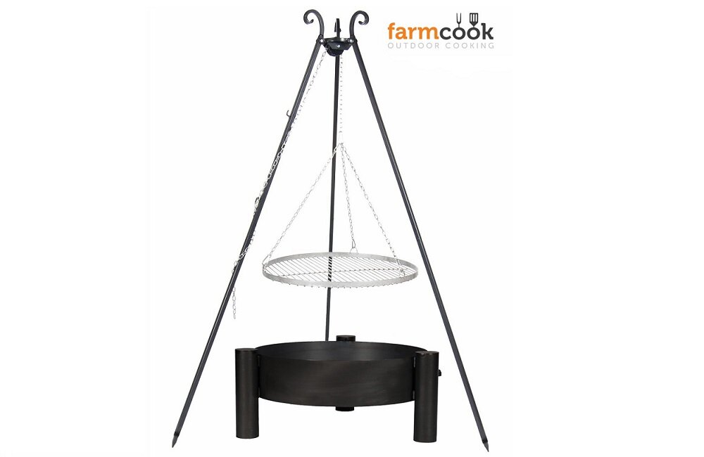 Grill ogniskowy FARMCOOK E00764 na trójnogu Trzy profilowane nogi