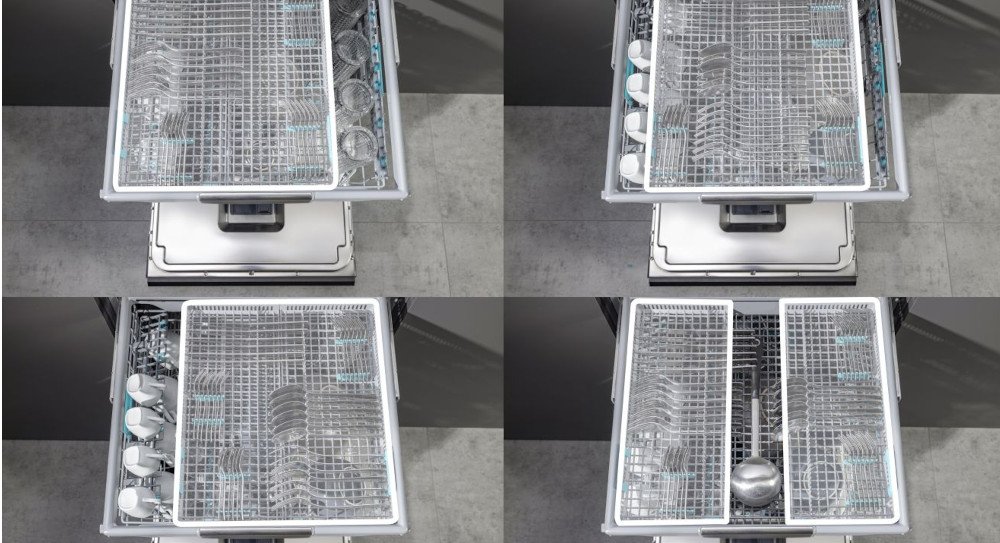Zmywarka HISENSE HV673B66 zdjęcie lifestyle trzeci kosz widok z góry szuflada na sztućce przybory kuchenne łatwe przesuwanie