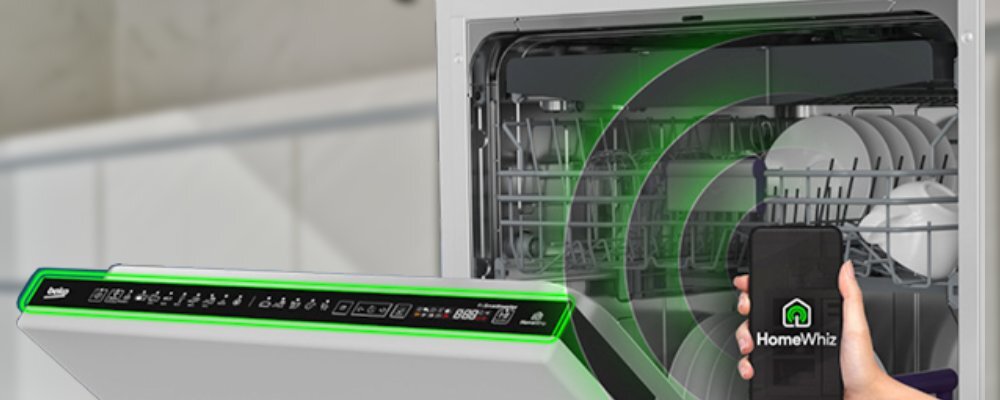 ZMYWARKA BEKO MEDIN3755A wizualizacja otwarta smartfon aplikacja HomeWhiz zdalne sterowanie Monitoruj pracę powiadomienia zmiana ustawienia