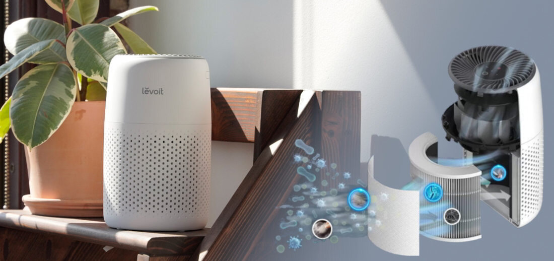 Oczyszczacz powietrza LEVOIT Core Mini Technologia wiru czystości wydajnie i skutecznie technologia VortexAir™ rozprowadza oczyszczone powietrze równomiernie
