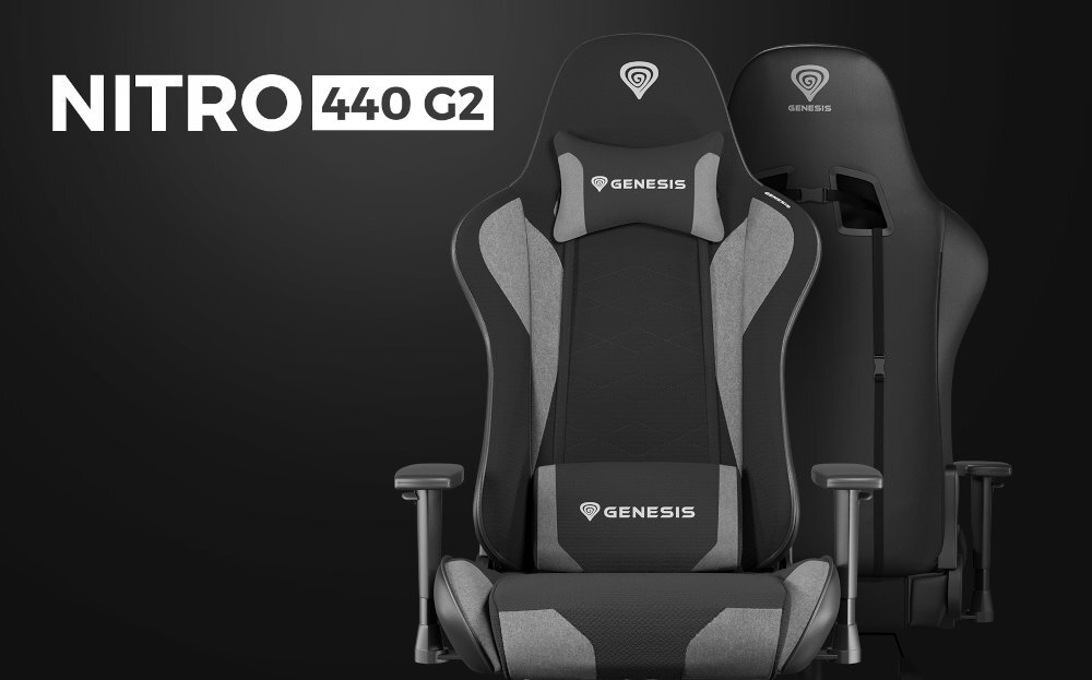 GENESIS Nitro 440 metalowa podstawa, podłokietniki z regulacją 1D 60 mm kółka z powłoką CareGlide™ stonowane kolory