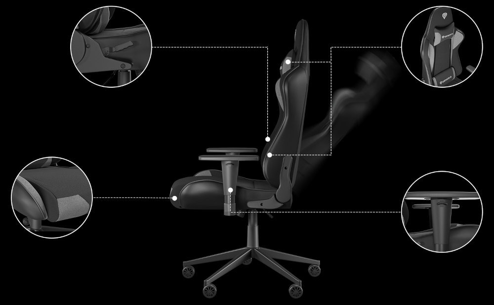 GENESIS Nitro 440 odporną na odkształcenia piankę solidną podstawę metalową podnośnikiem gazowym do 120 kg 60 mm kółkom z nylonu powłoką CareGlide™