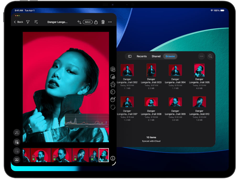 Tablet APPLE iPad Pro kilka okien otwartych na ekranie zdjęcia profesjonalna fotografia
