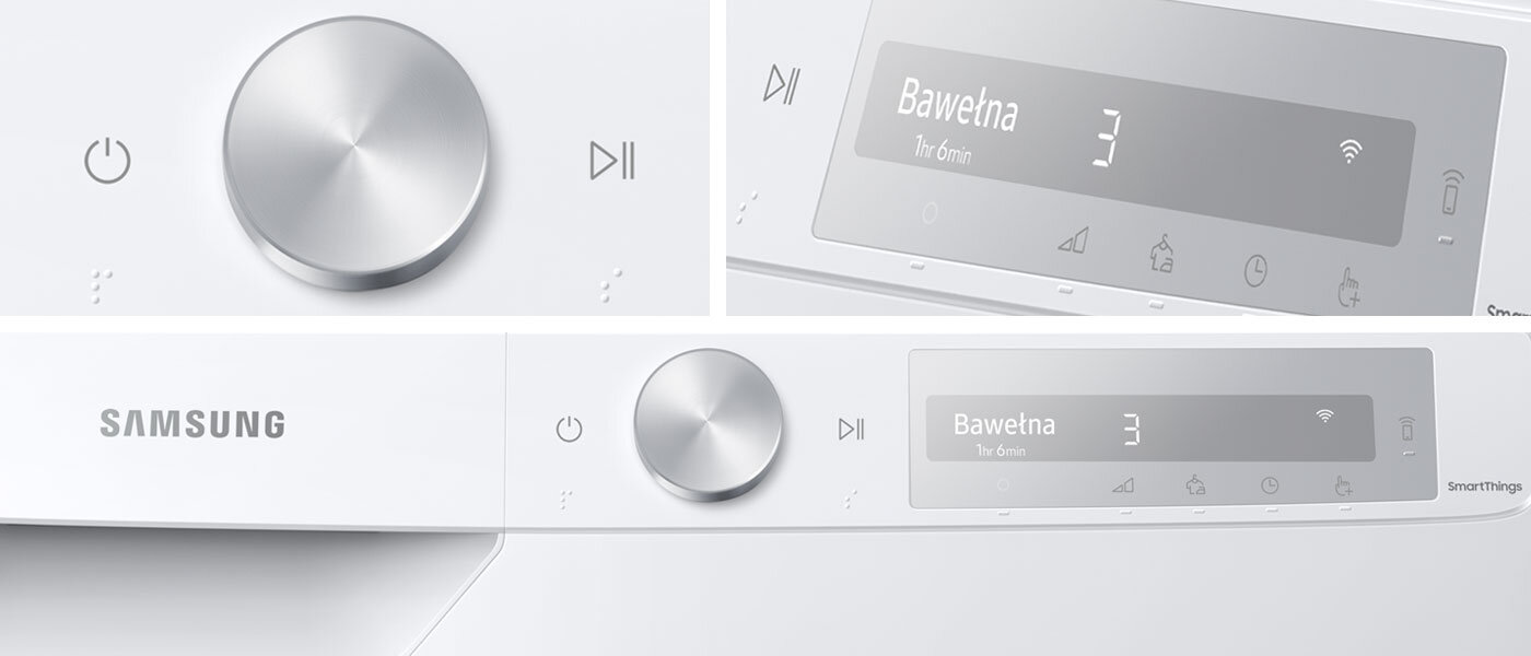 Panel sterowania w kolorze szarym - AI Control, pokrętło, przyciski