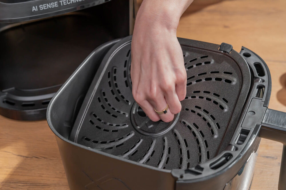 Frytkownica beztłuszczowa GÖTZE & JENSEN AF850T AI Air Fryer wykonanie wysoka jakość stal nierdzewna powłoka non-stick trwałość czyszczenie