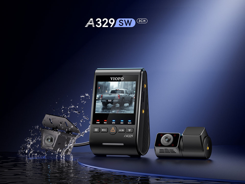 VIOFO A329SW - kamera na tle imitującym niebo