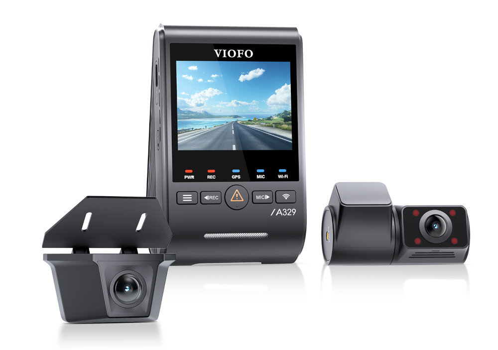 VIOFO A329SW VIOFO A329SW rozdzielczości 4K przy 60 kl./s trybie HDR detali w cieniach i jasnych partiach kadru - Wideorejestrator na białym tle