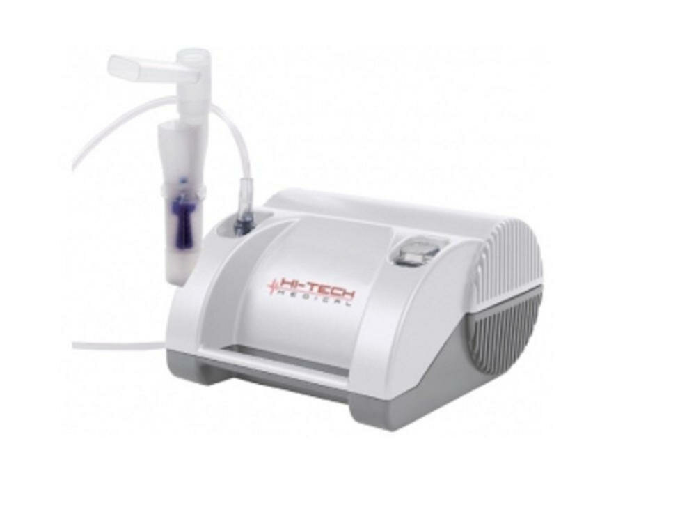 HI-TECH-MEDICAL nebulizator tłokowy terapia aerozolowa wysoka stabilność praca maseczka nabulizacja łatwe czyszczenie podstawka uchwyt długi przewód