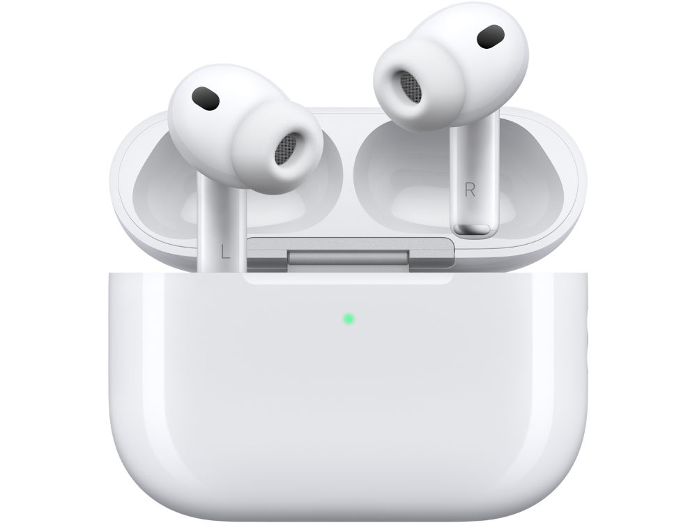 Słuchawki dokanałowe APPLE AirPods Pro 3 ANC Biały aktywna redukcja haładu izolacja skustyczna mikrofony redukcja hałasu - słuchawki w etui na białym tle