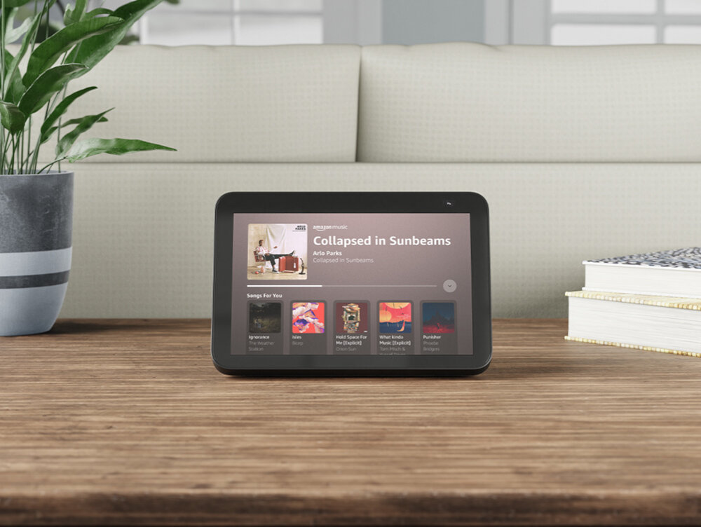 AMAZON Echo Show 8 (2 gen.) Piaskowy wbudowana kamera możliwość sterowania kompatybilnymi urządzeniami za pomocą interaktywnego wyświetlacza i głosu
