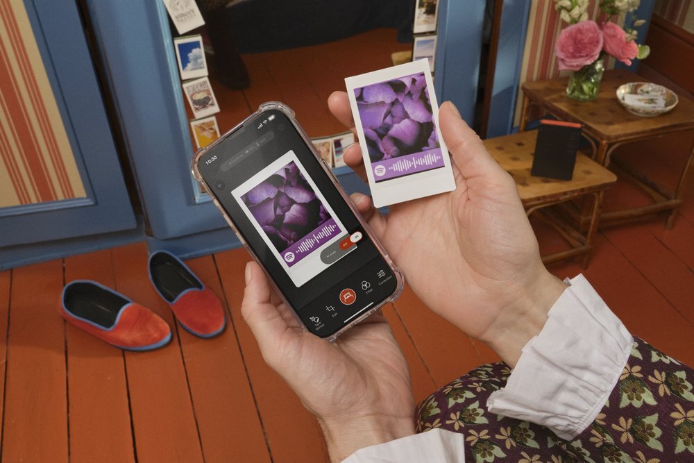 Drukarka FUJIFILM Instax Mini Link Plus B EX D projektowanie odbitek tekst grafika