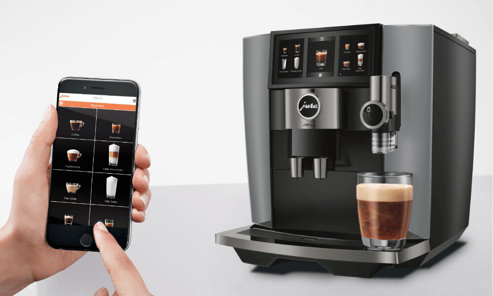 Ekspres JURA J10 Twin Sterowanie smartfonem J.O.E.® estetyczna i intuicyjna aplikacja WiFi Connect Smart Connect informacja